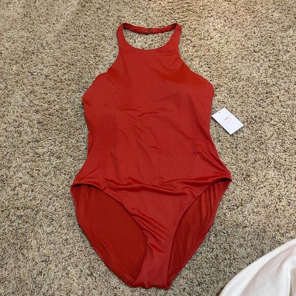 NEW Andie Size XL The Luzon One Piece Swimsuit Chili Pepper Halter High Neck - Picture 4 of 11